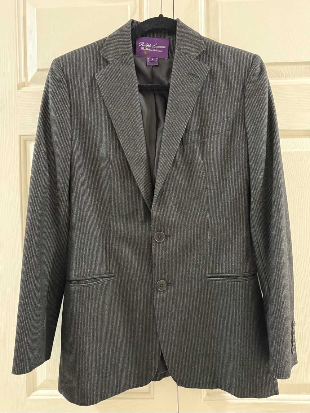 Ralph Lauren Collection Purple Label Clarence Wool Pinstripe Blazer Jacket 4 USA
